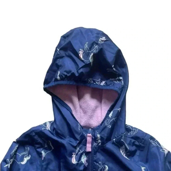 OshKosh B'Gosh  Girls Hooded Reversible Blue Jacket Coat SZ 4T #1734 - Picture 2 of 7